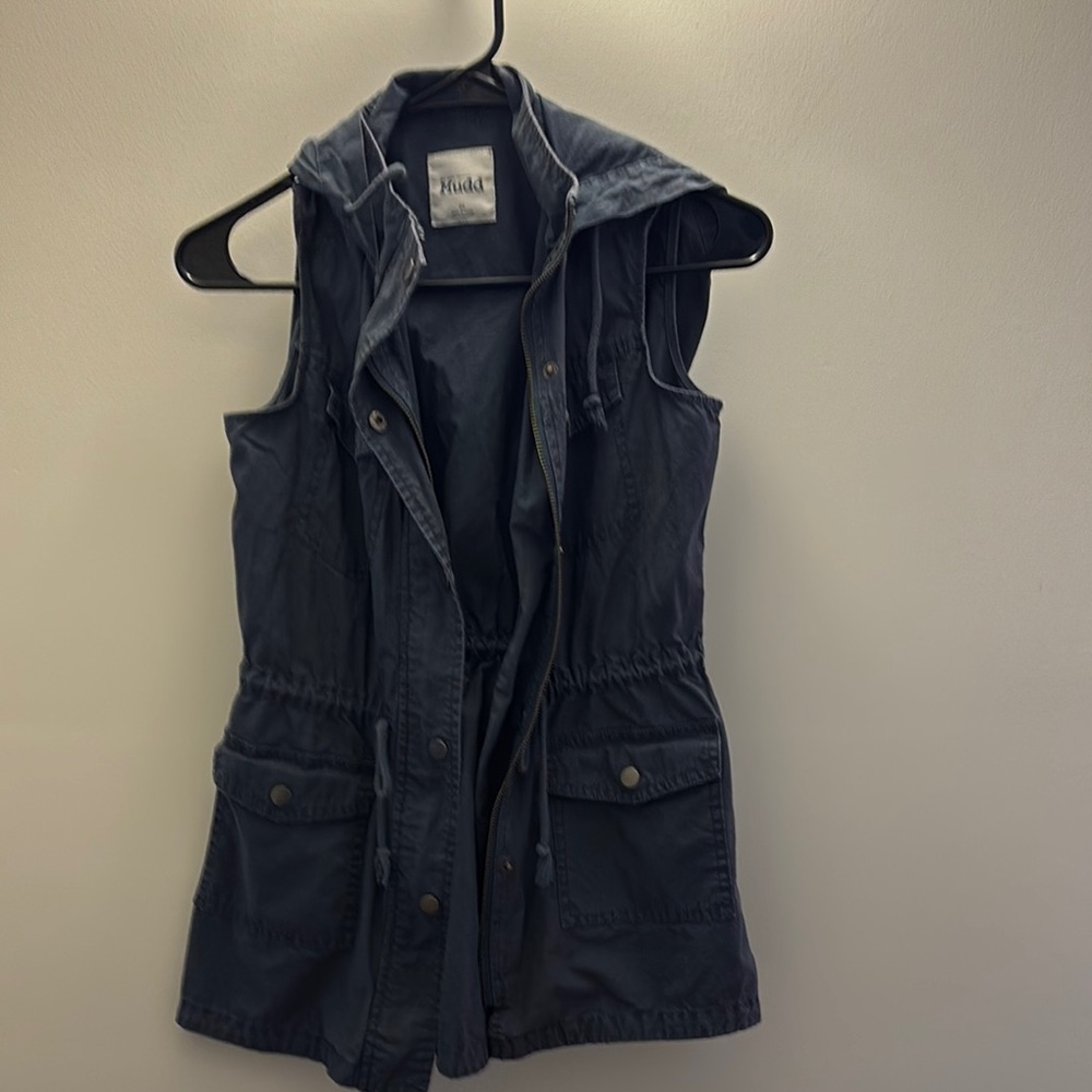 Juniors Navy Hooded Vest
